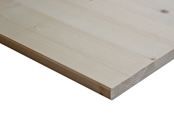 Fichten-Leimholzplatte mit durchgehenden Lamellen, fein geschliffen.